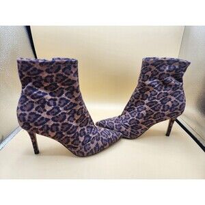 Jessica Simpson Alliye Faux Suede Leopard Cheetah Booties 8M Stiletto Zip Heels